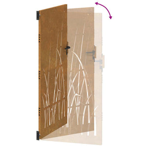 vidaXL Garden Gate 85x175 cm Corten Steel Grass Design