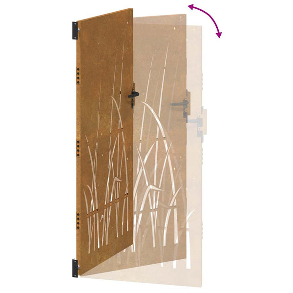 vidaXL Garden Gate 85x175 cm Corten Steel Grass Design