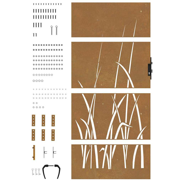 vidaXL Garden Gate 85x175 cm Corten Steel Grass Design