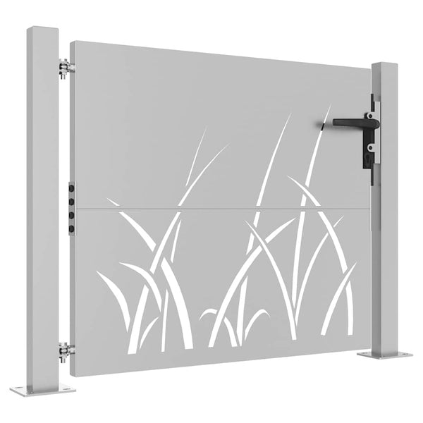 vidaXL Garden Gate 100x100 cm Corten Steel Grass Design