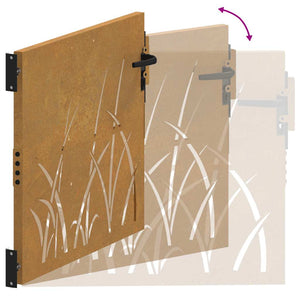 vidaXL Garden Gate 100x100 cm Corten Steel Grass Design