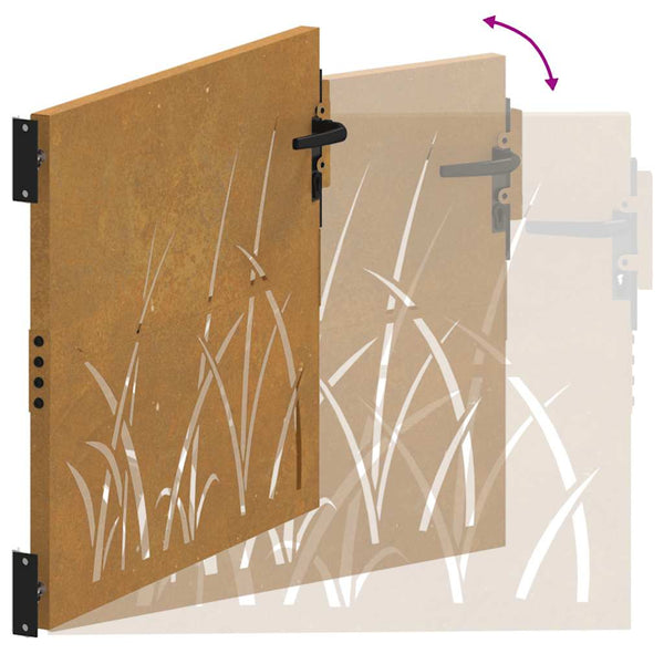 vidaXL Garden Gate 100x100 cm Corten Steel Grass Design