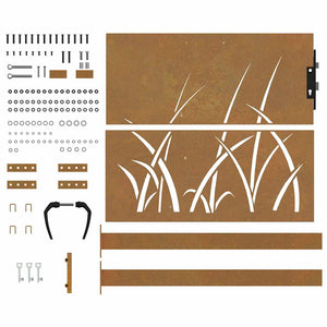 vidaXL Garden Gate 100x100 cm Corten Steel Grass Design