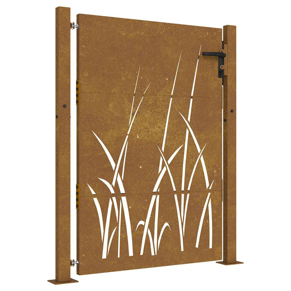 vidaXL Garden Gate 100x125 cm Corten Steel Grass Design