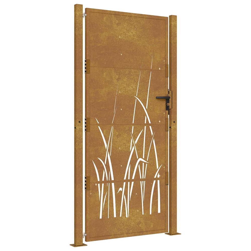vidaXL Garden Gate 100x175 cm Corten Steel Grass Design