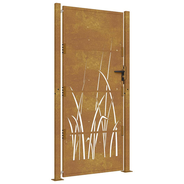 vidaXL Garden Gate 100x175 cm Corten Steel Grass Design