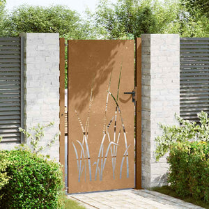 vidaXL Garden Gate 100x175 cm Corten Steel Grass Design