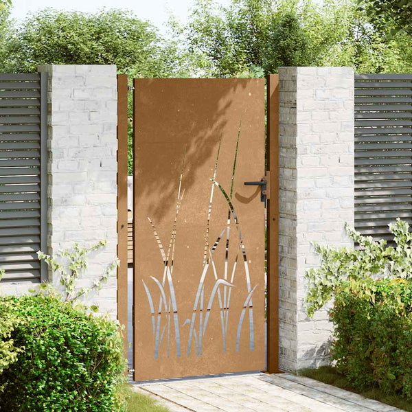 vidaXL Garden Gate 100x175 cm Corten Steel Grass Design