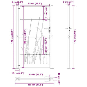vidaXL Garden Gate 100x175 cm Corten Steel Grass Design