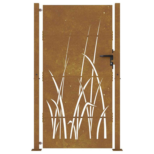 vidaXL Garden Gate 100x175 cm Corten Steel Grass Design