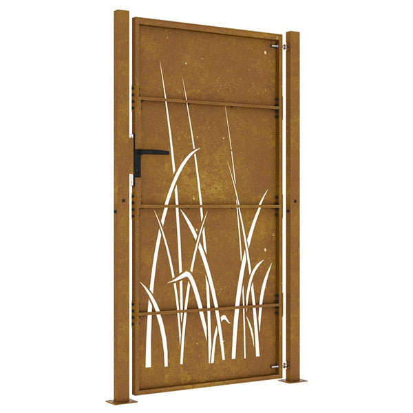 vidaXL Garden Gate 100x175 cm Corten Steel Grass Design