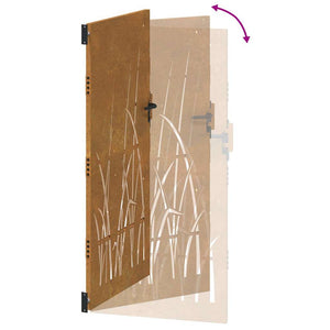 vidaXL Garden Gate 100x175 cm Corten Steel Grass Design