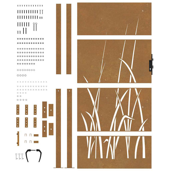 vidaXL Garden Gate 100x175 cm Corten Steel Grass Design