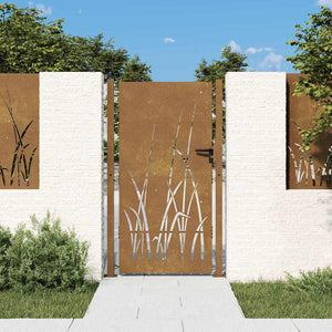vidaXL Garden Gate 100x175 cm Corten Steel Grass Design
