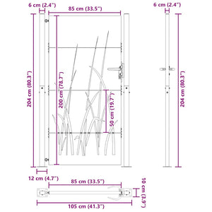 vidaXL Garden Gate 100x200 cm Corten Steel Grass Design