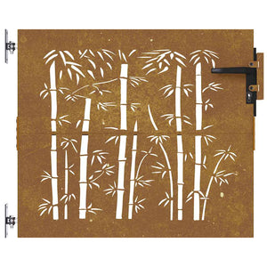 vidaXL Garden Gate 85x75 cm Corten Steel Bamboo Design