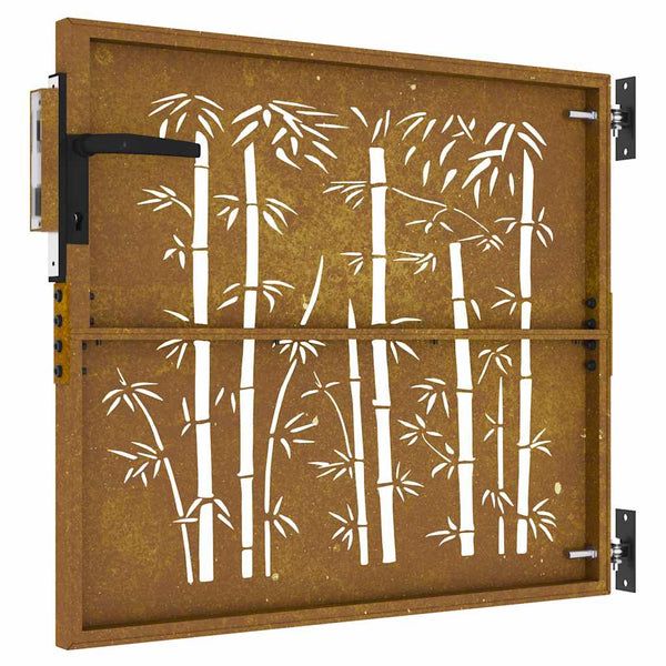 vidaXL Garden Gate 85x75 cm Corten Steel Bamboo Design