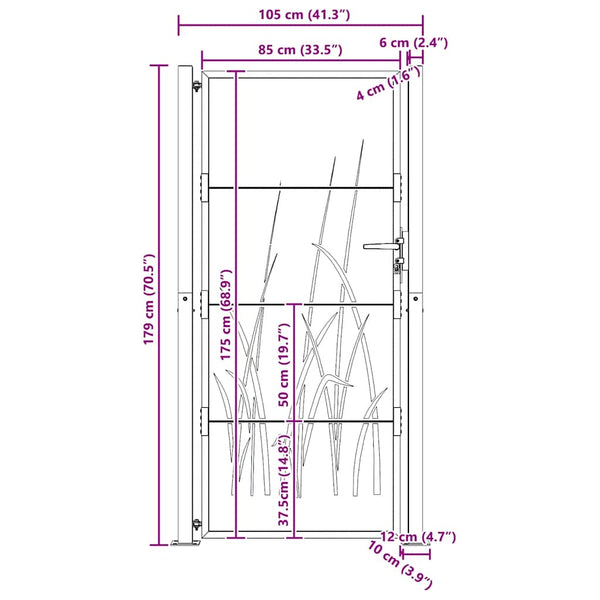 vidaXL Garden Gate 85x100 cm Corten Steel Bamboo Design