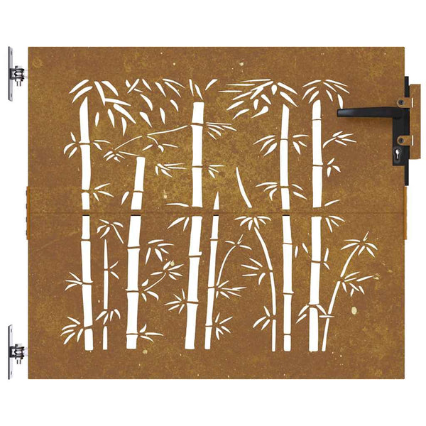 vidaXL Garden Gate 85x100 cm Corten Steel Bamboo Design