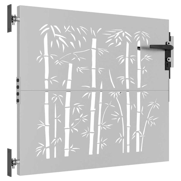 vidaXL Garden Gate 85x100 cm Corten Steel Bamboo Design