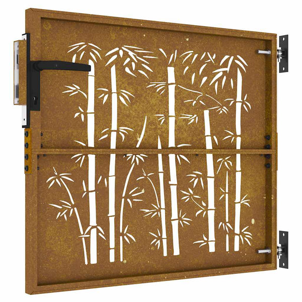 vidaXL Garden Gate 85x100 cm Corten Steel Bamboo Design