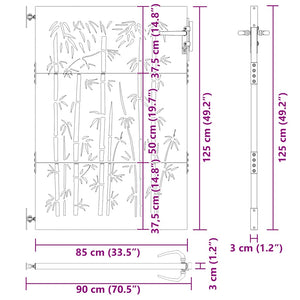 vidaXL Garden Gate 85x125 cm Corten Steel Bamboo Design
