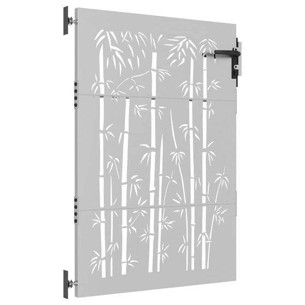 vidaXL Garden Gate 85x125 cm Corten Steel Bamboo Design