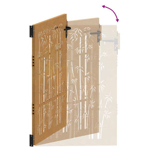 vidaXL Garden Gate 85x125 cm Corten Steel Bamboo Design