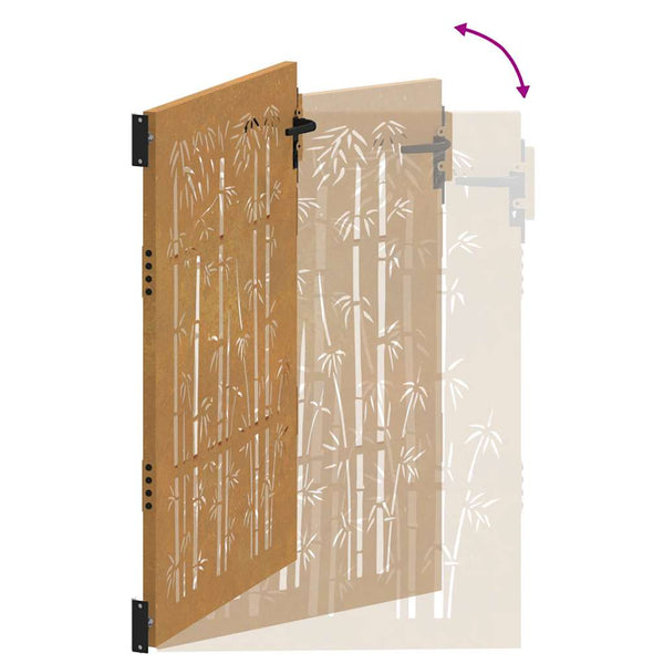 vidaXL Garden Gate 85x125 cm Corten Steel Bamboo Design