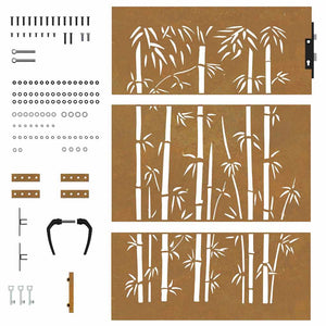 vidaXL Garden Gate 85x125 cm Corten Steel Bamboo Design