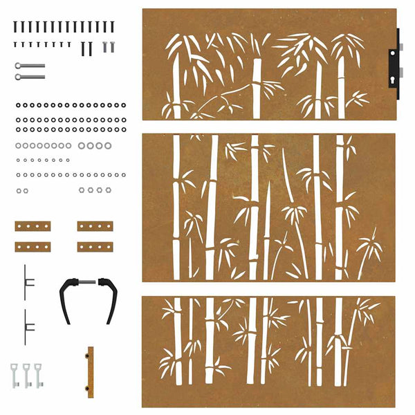 vidaXL Garden Gate 85x125 cm Corten Steel Bamboo Design