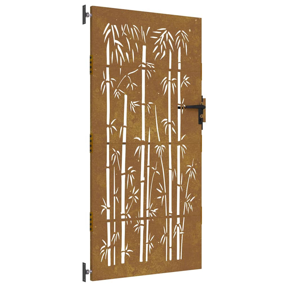 vidaXL Garden Gate 85x175 cm Corten Steel Bamboo Design