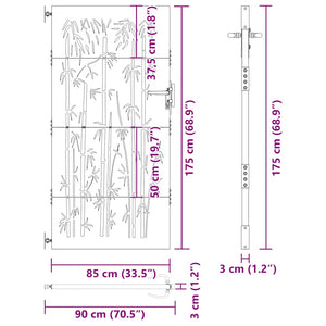 vidaXL Garden Gate 85x175 cm Corten Steel Bamboo Design