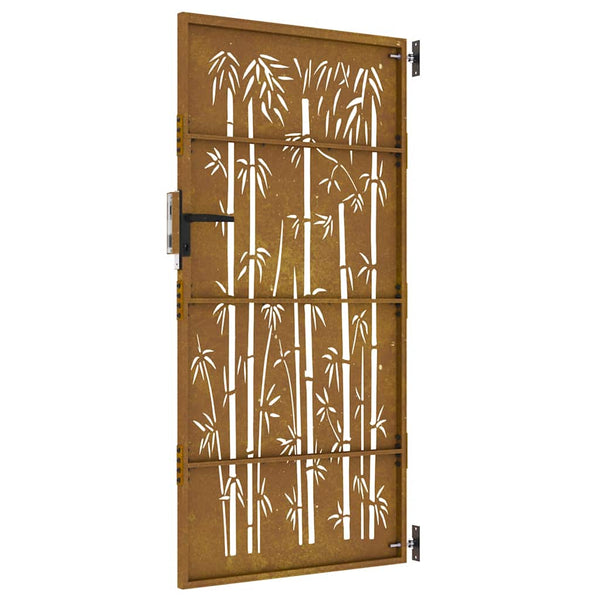 vidaXL Garden Gate 85x175 cm Corten Steel Bamboo Design