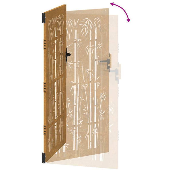 vidaXL Garden Gate 85x175 cm Corten Steel Bamboo Design