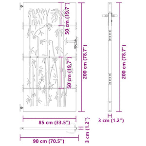 vidaXL Garden Gate 85x200 cm Corten Steel Bamboo Design