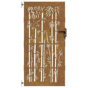 vidaXL Garden Gate 85x200 cm Corten Steel Bamboo Design
