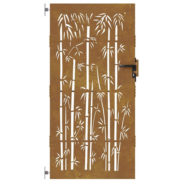vidaXL Garden Gate 85x200 cm Corten Steel Bamboo Design