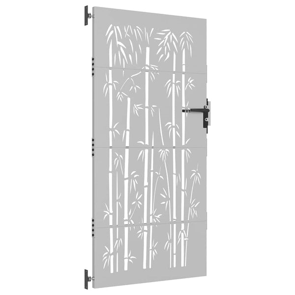 vidaXL Garden Gate 85x200 cm Corten Steel Bamboo Design
