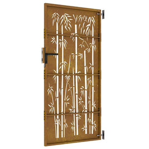 vidaXL Garden Gate 85x200 cm Corten Steel Bamboo Design