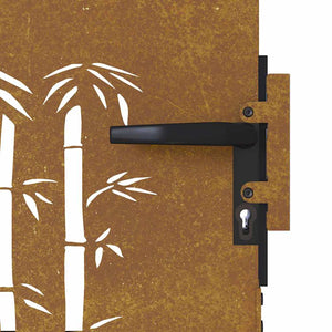 vidaXL Garden Gate 85x200 cm Corten Steel Bamboo Design