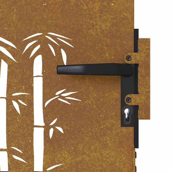 vidaXL Garden Gate 85x200 cm Corten Steel Bamboo Design