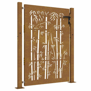 vidaXL Garden Gate 100x125 cm Corten Steel Bamboo Design