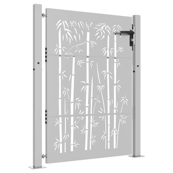 vidaXL Garden Gate 100x125 cm Corten Steel Bamboo Design