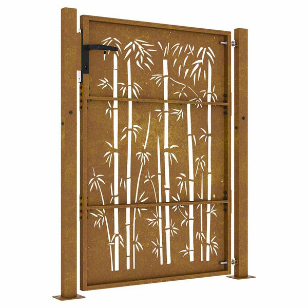 vidaXL Garden Gate 100x125 cm Corten Steel Bamboo Design
