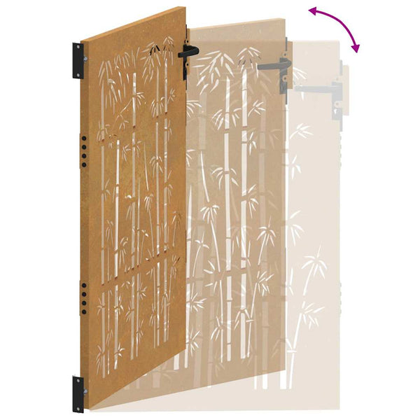 vidaXL Garden Gate 100x125 cm Corten Steel Bamboo Design