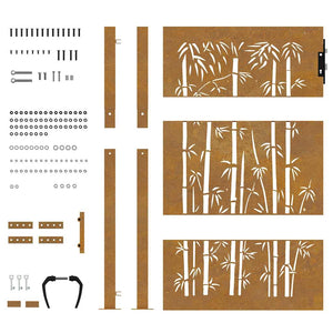 vidaXL Garden Gate 100x125 cm Corten Steel Bamboo Design