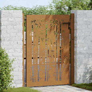 vidaXL Garden Gate 100x150 cm Corten Steel Bamboo Design