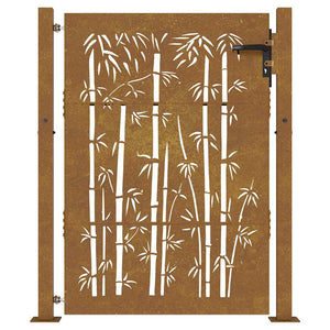 vidaXL Garden Gate 100x150 cm Corten Steel Bamboo Design