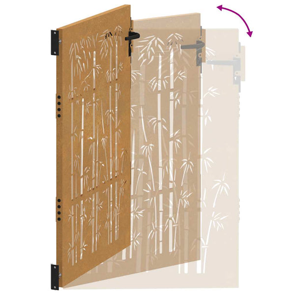 vidaXL Garden Gate 100x150 cm Corten Steel Bamboo Design